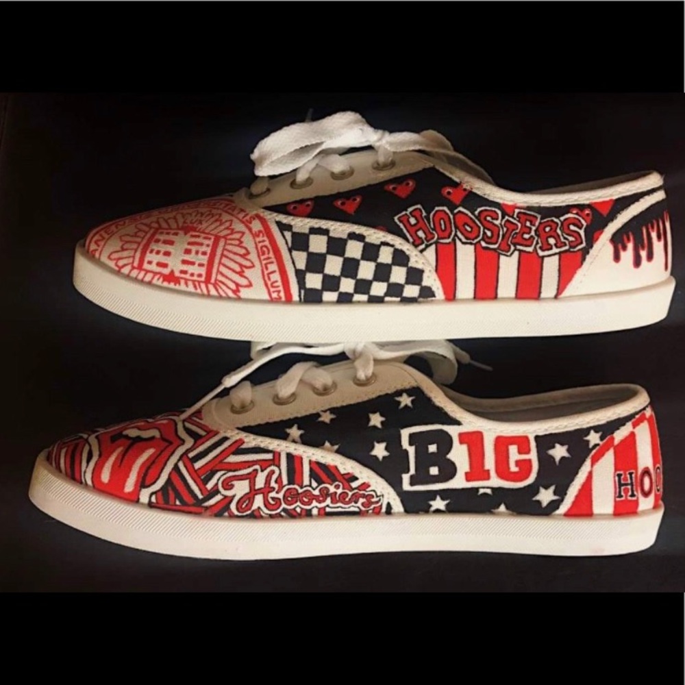 Custom hand-painted indiana university sneakers